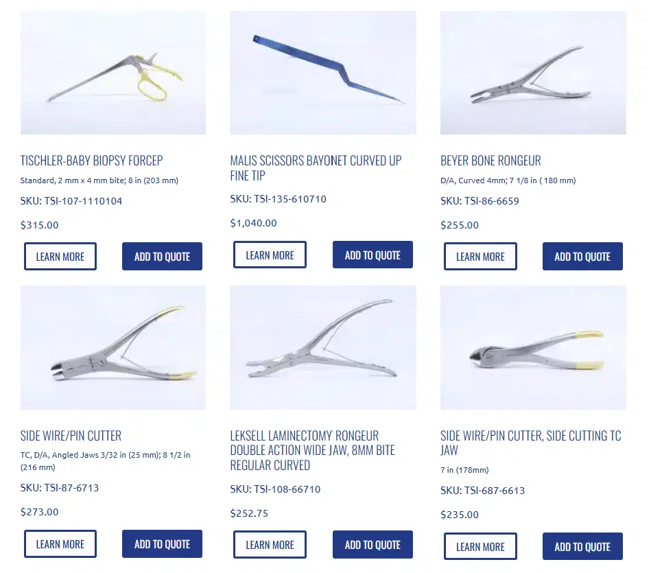 surgical instrument catalog